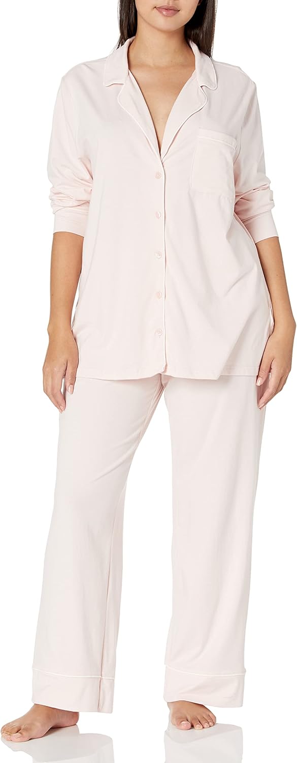 Women's Cotton Modal Long-Sleeve Shirt and Full-Length Bottom Pajama Set (Available in Plus Size)